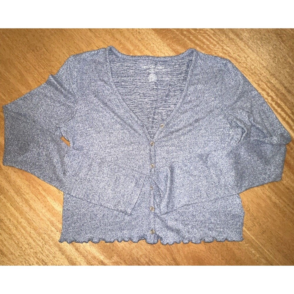 American‎ Eagle Soft and Sexy Plush Womens Blue Cropped Cardigan Sweater Size S - Picture 5 of 7